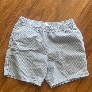 Farah Men's White and Blue Striped Athletic Shorts